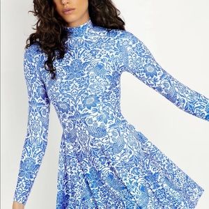 Blackmilk Strawberry Thief Azure Long Sleeve Evil Mini Dress SMALL